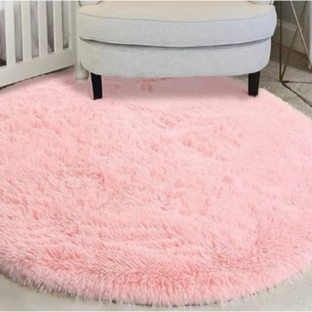 Plush Pink Round Rrug